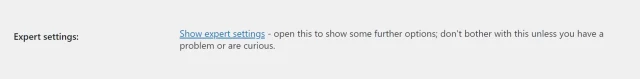Expert settings option
