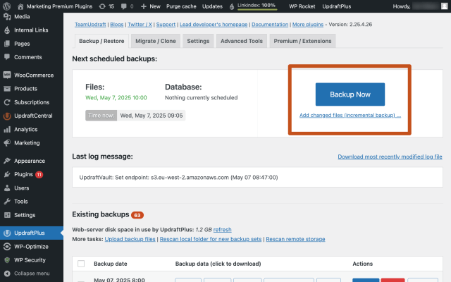 Create a full backup of your WordPress website