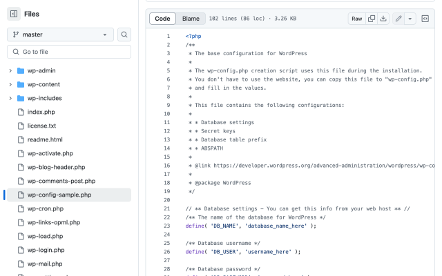 An example of what your wp-config.php file might look like