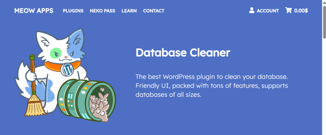 Database cleaner by Meow apps homepage