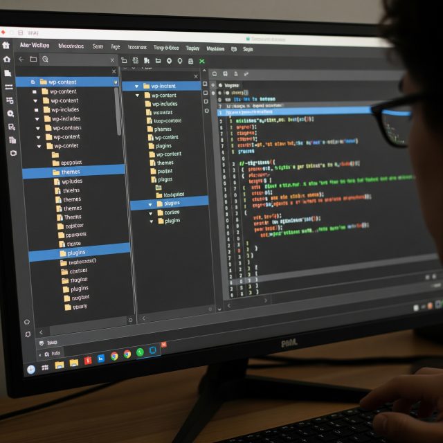 A person searching for security vulnerabilities on a WordPress site