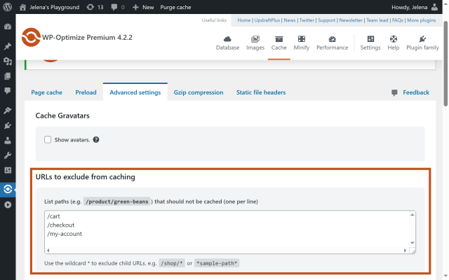How to exclude pages from caching in WordPress