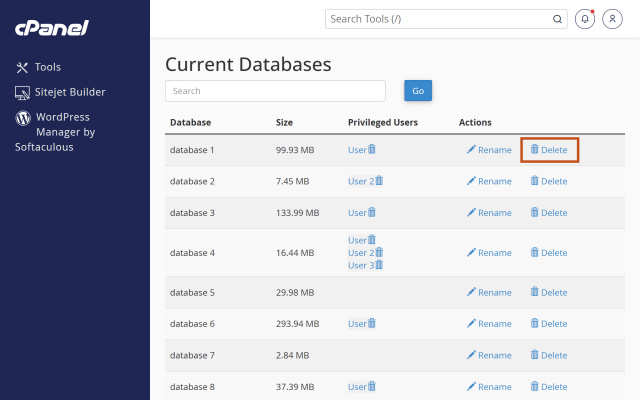 How to delete a database in Cpanel