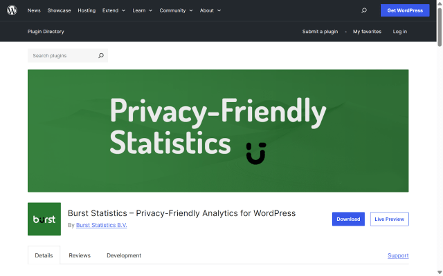 Burst statistics website screenshot