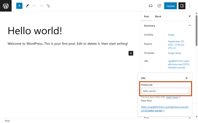 Changing a permalink of a post or page in WordPress