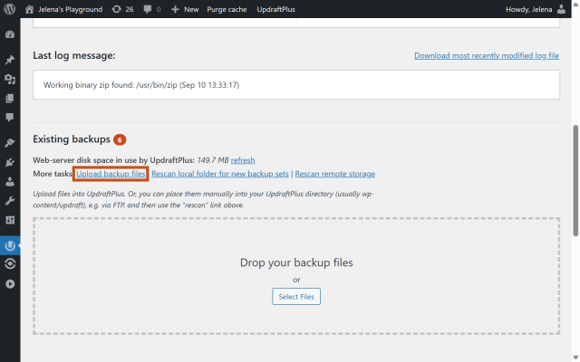 Uploading your backup files to the clone site