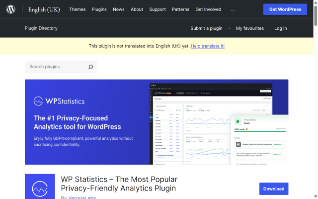 Screenshot of the WP Statistics plugin