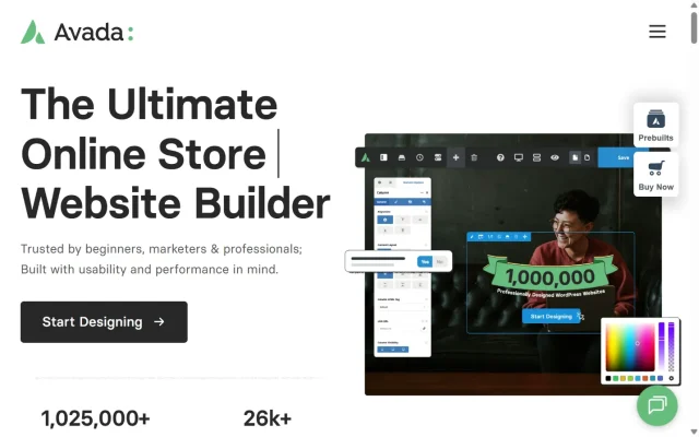 Screenshot of Avada Theme homepage