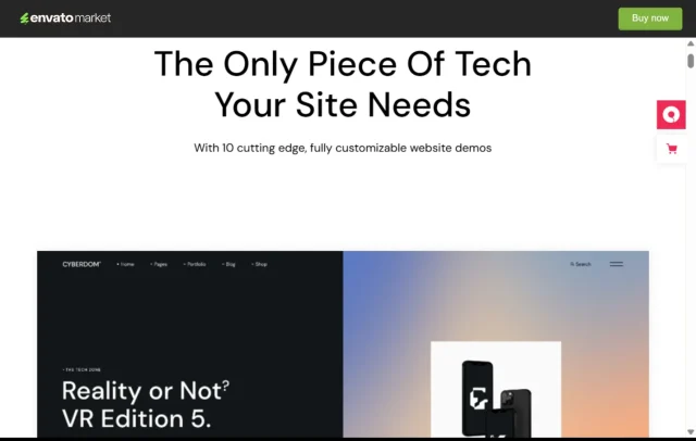 Screenshot of Cyberdome theme homepage