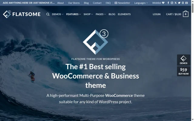 Screenshot of Flatsome theme homepage