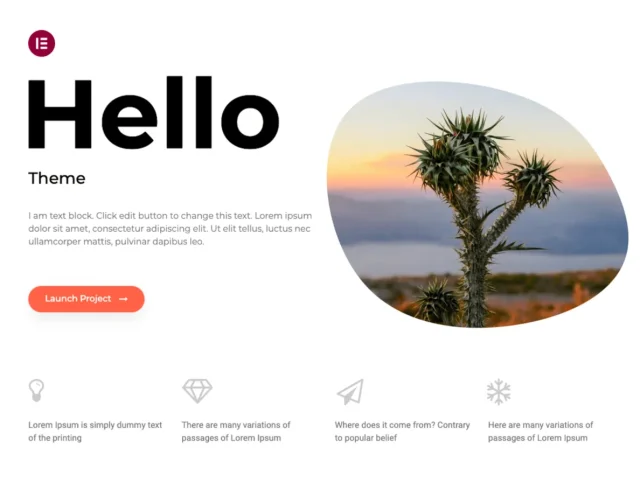 Screenshot of Hello Elementor theme homepage