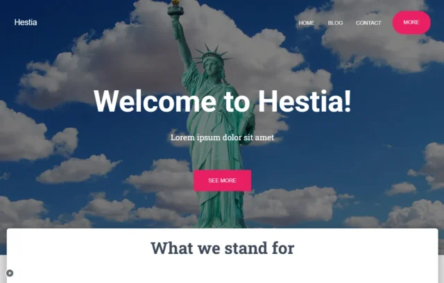 Screenshot of Hestia theme homepage