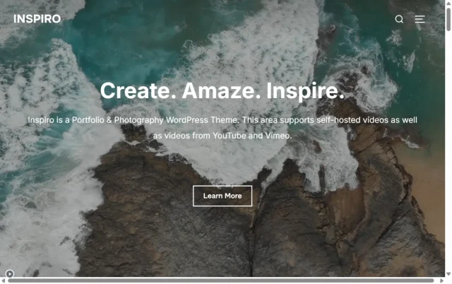 Screenshot of Inspiro theme homepage
