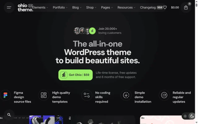 Ohio theme homepage screenshot