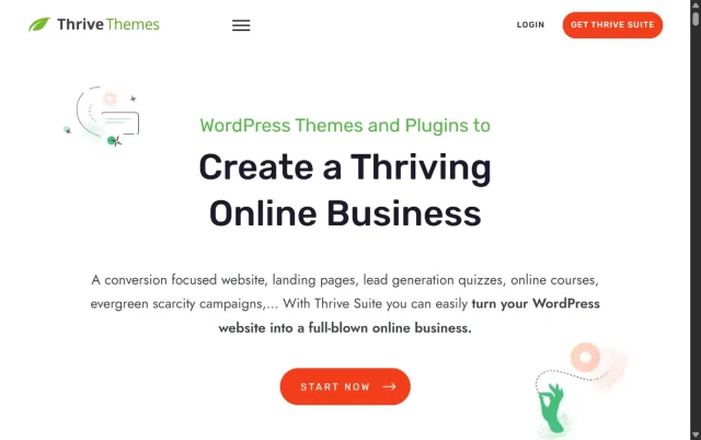 Screenshot of Thrive theme builder homepage