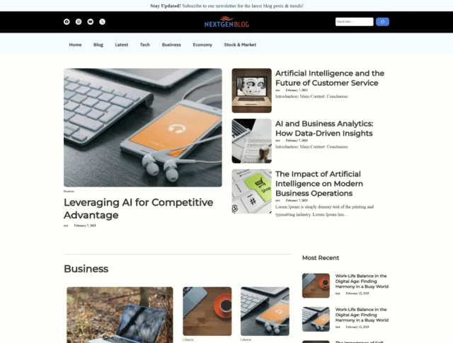 Screenshot of Wens theme homepage