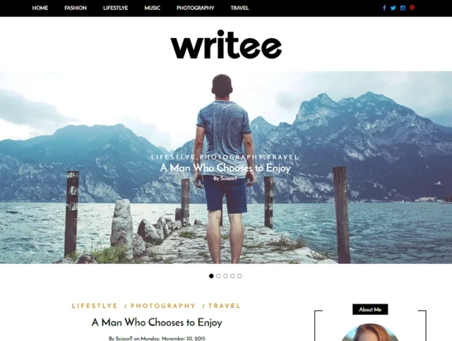 Screenshot of Writee theme homepage