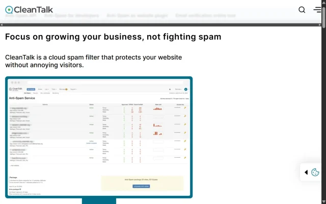 Screenshot of CleanTalk Plugin Homepage