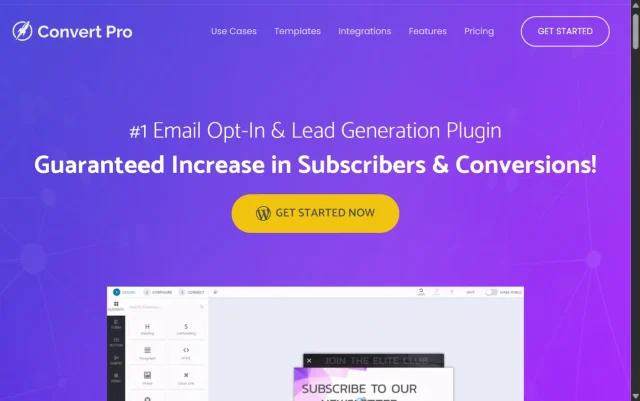 Screenshot of ConvertPro Plugin Homepage