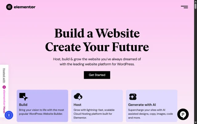 Screenshot of Elementor plugin Homepage