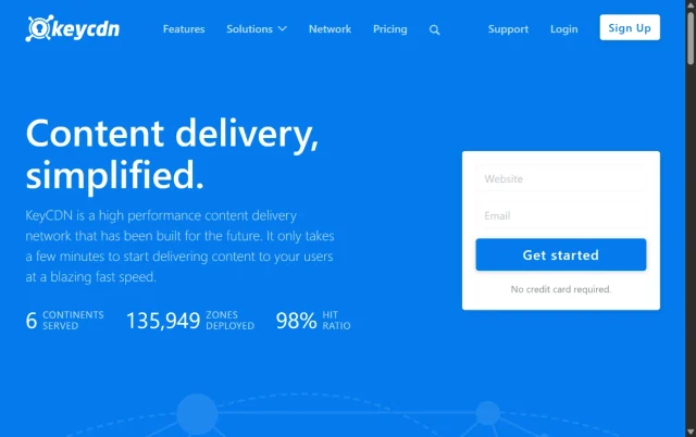 Screenshot of KeyCDN Hompage