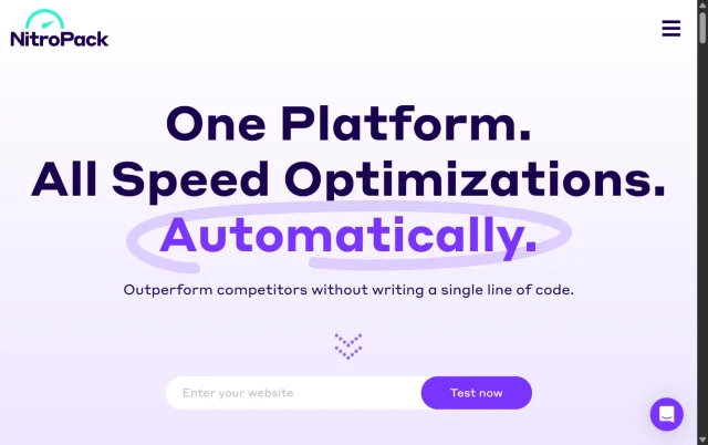 Screenshot of NitroPack Hompage