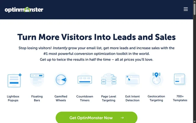 Screenshot of OptinMoster Plugin Homepage