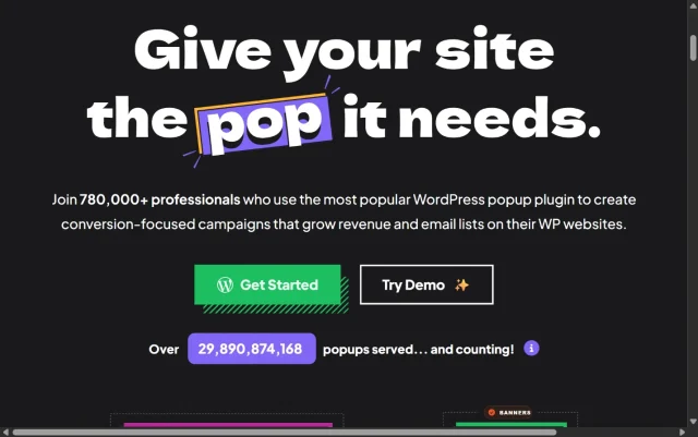 Screenshot of Popup Maker Plugin Homepage