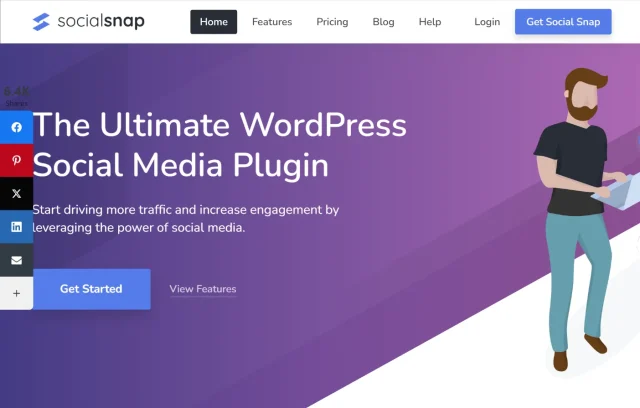 Screenshot of SocialSnap Homepage