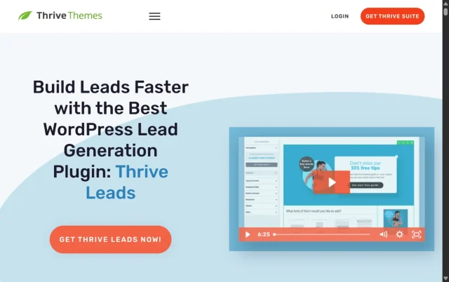 Screenshot of Thrive Leads Plug-in Homepage