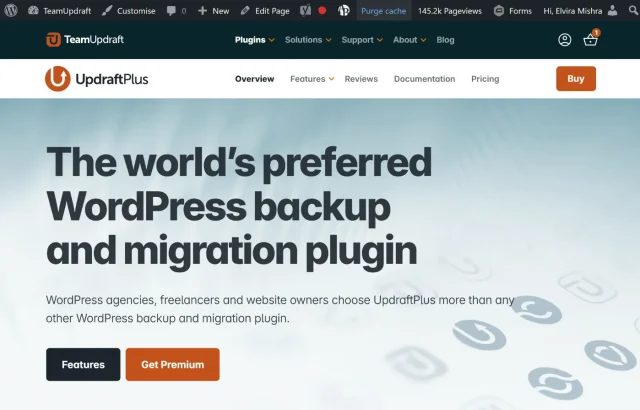 Screenshot of UpdraftPlus Homepage
