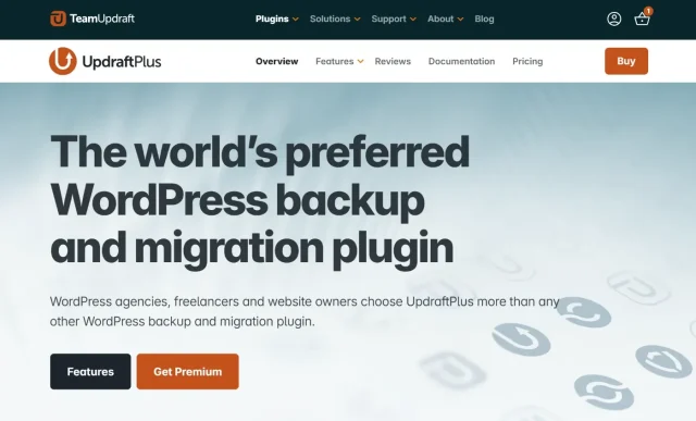 Screenshot of UpdraftPlus Homepage