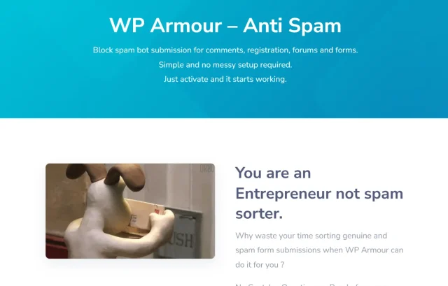 Screenshot of WP Armor Plugin Homepage