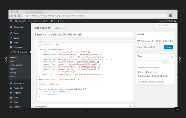 Woody Code Snippets screenshot