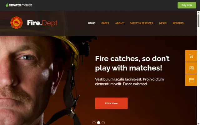 Screenshot of Fire department theme homepage