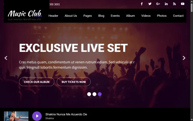 Screenshot of Music Club Homepage