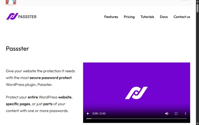 Screenshot of Passster Homepage