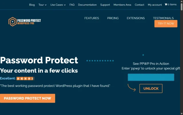 Screenshot of Password Protect Homepage