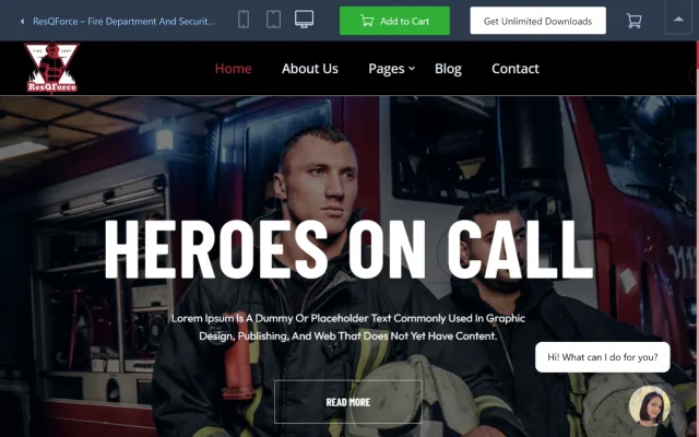 Screenshot of resQforce theme homepage