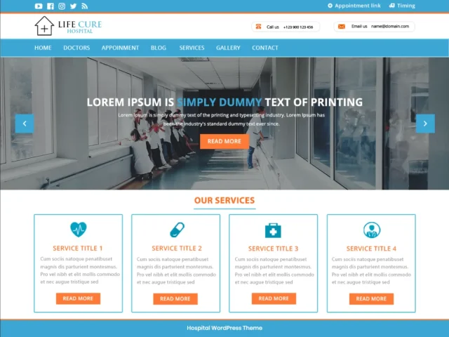 Screenshot of VWhospital theme homepage