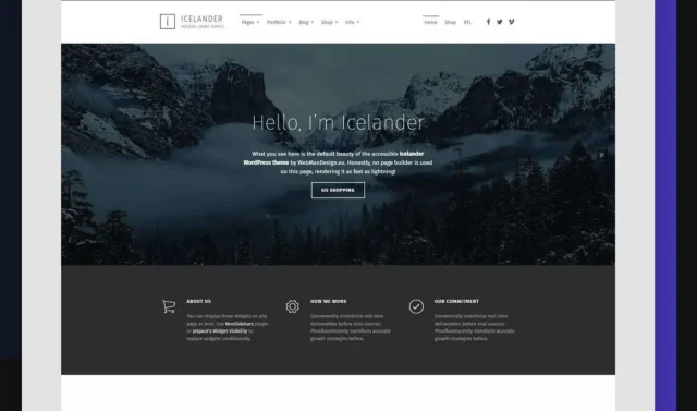 Screenshot of Icelander theme homepage