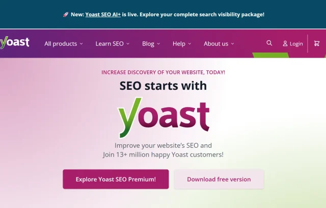 Screenshot of Yoast SEO plugin homepage