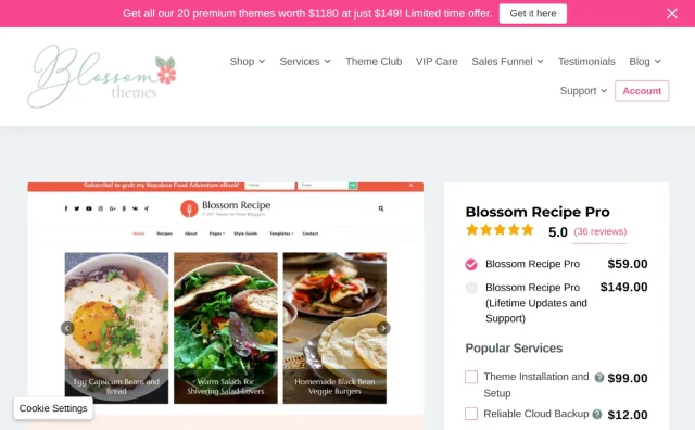 Screenshot of Blossom Recipe Theme Homepage