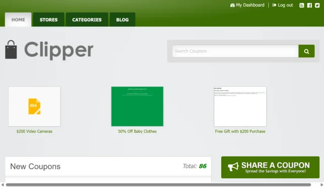 Screenshot of Clipper theme homepage