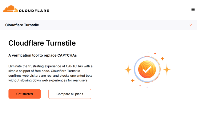 Screenshot of Cloudflare Turnstile homepage