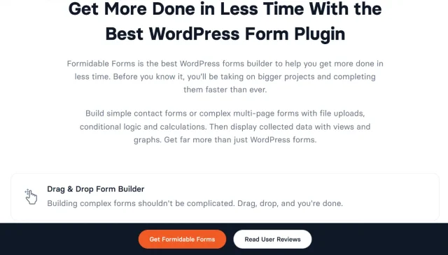 Screenshot of Formidable forms plug-in homepage