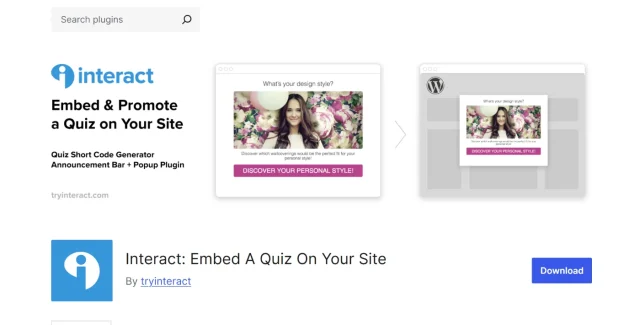 Screenshot of Interact Plug-in Homepage
