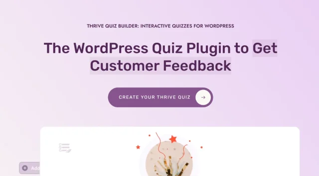 Screenshot of Thrive Quiz Builder Plug-in Homepage