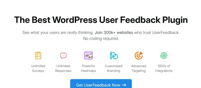 Screenshot of User feedbacj plug-in homepage