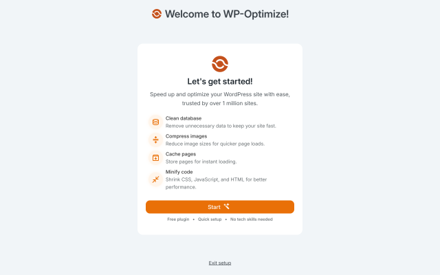 Onboarding wizard for WP-Optimize users